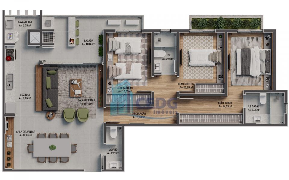 Apartamento com 3 dormitórios face norte no Bigorrilho